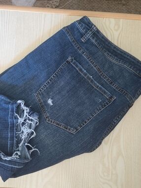 Lane Bryant Dark Blue Distressed Bermuda Shorts